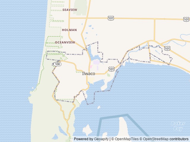 Map of Beacon Charters and RV Park location at Ilwaco, WA, United States