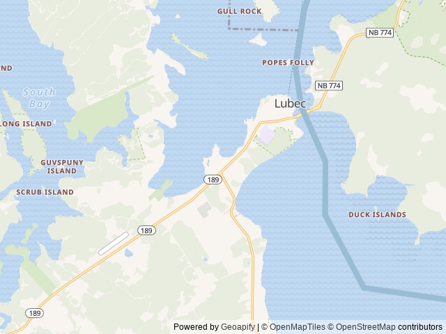 Map of Sunset Point RV Park location at Lubec, ME, United States