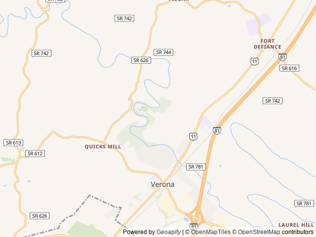 Map of Shenandoah Valley Campground location at Verona, VA, United States