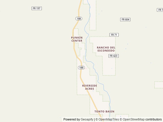 Map of Roosevelt Lake Cottages RV Park location at Tonto Basin, AZ, United States