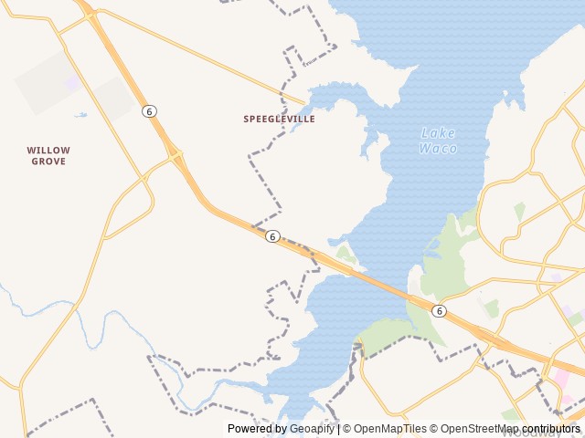 Map of Twin Bridges Group Shelter location at Waco, TX, United States