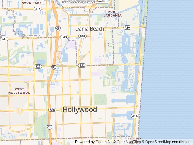 Map for Pet Friendly Brand New 24 ft class C with 150 mi free per day near Hollywood, FL