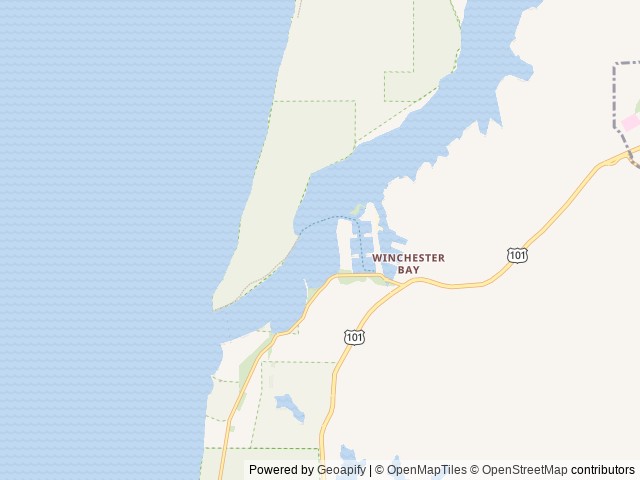 Map of Winchester Bay RV Resort location at Winchester Bay, OR, United States
