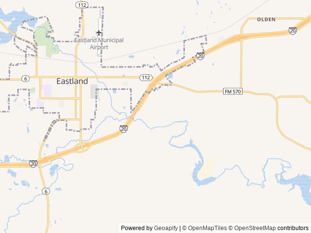 Map of Inez Spring Riverfront RV Park location at Eastland, TX, United States