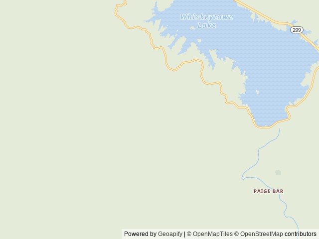 Map of Brandy Creek Primitive Campground location at Whiskeytown, CA, United States