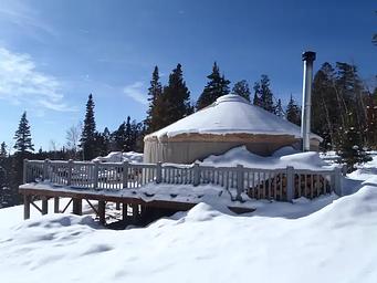 Winter view of yurt