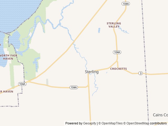 Map of Sterling Creek Campground location at Sterling, NY, United States