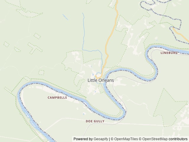 Map of Ridge Rider Campground location at Little Orleans, MD, United States