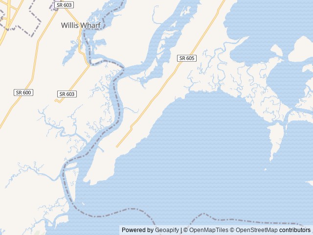 Map of Thousand Trails Virginia Landing location at Quinby, VA, United States