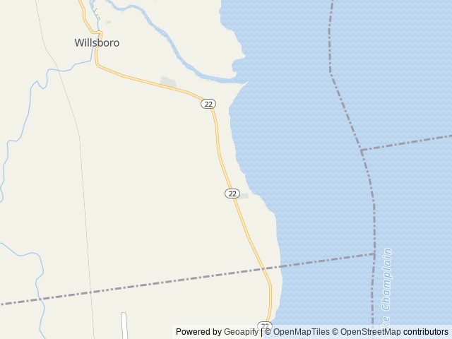 Map of Ausable Pines RV Park location at Willsboro, NY, United States