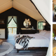 Interior of a glamping tent/cabin with bed and furnishings — useful to illustrate lodging options and interior comforts offered by Nine Pines Retreats (shown on the accommodations section).