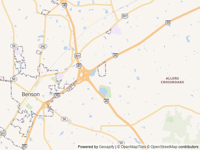 Map of Tucker Lake RV Campground and Storage location at Benson, NC, United States