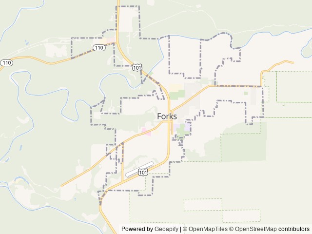 Map of Mossquatch Resort location at Forks, WA, United States