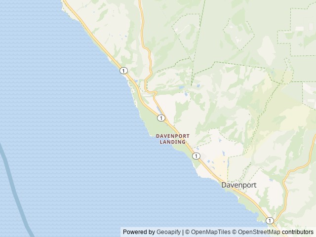 Map of Jupe Redwoods location at Davenport, CA, United States