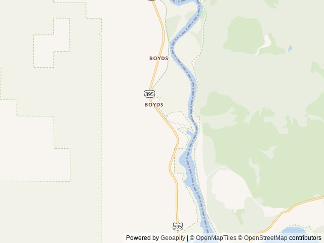 Map of Kettle River Campground location at Davenport, WA, United States