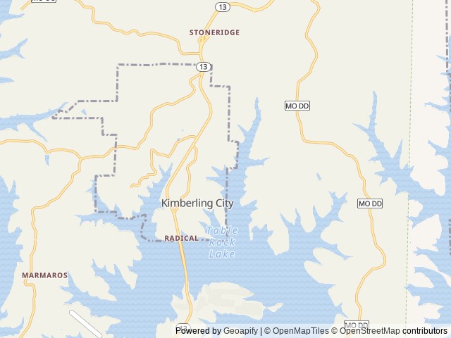 Map of Port of Kimberling Resort & Campground location at Kimberling City, MO, United States
