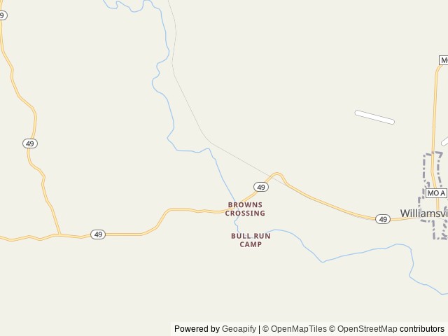 Map of Fuchs House location at Wiliamsville, MO, United States