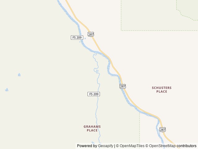 Map of Madison River (MT) location at Ennis, MT, United States