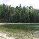 The view of the shoreline along Wagner Lake from the Wagner Lake Campground Beach.