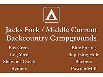 List of campgrounds in the Jacks Fork and Middle Current District.