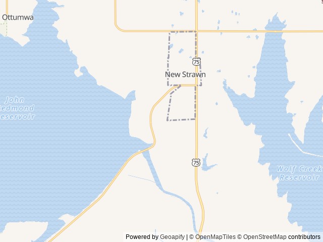 Map of Dam Site location at Burlington, KS, United States