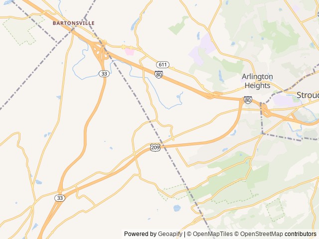 Map of Pocono Vacation Park location at Stroudsburg, PA, United States