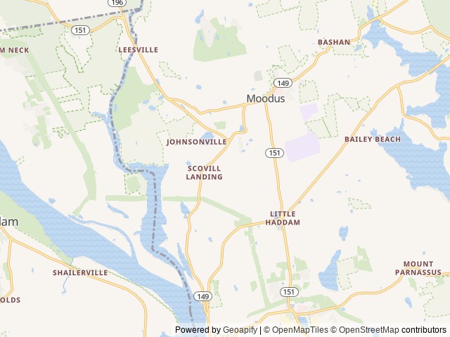 Map of Postcard Cabins Machimoodus location at Moodus, CT, United States