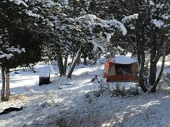 Mammoth Campground Site 70 in winter