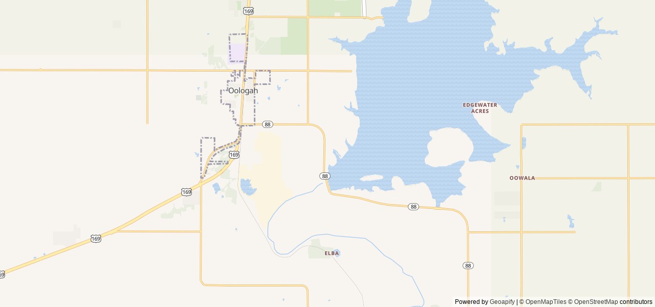 Map of Hawthorn Bluff location at Oologah, OK, United States