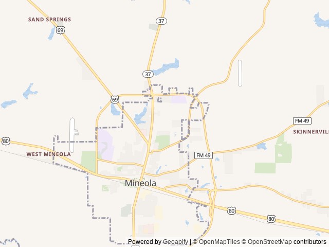 Map of Mineola Civic Center Campground location at Mineola, TX, United States
