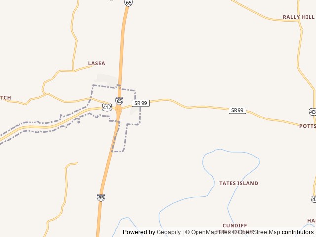 Map of Camper's RV Park location at Columbia, TN, United States