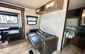 Fully furnished travel trailer for a small family.