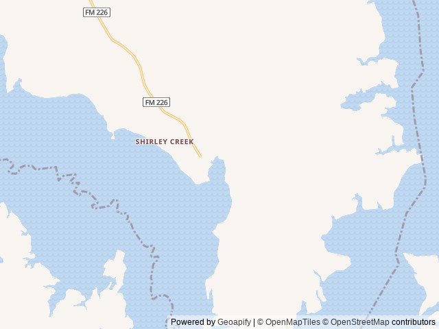 Map of Shirley Creek Marina Campground & RV Park location at Etoile, TX, United States
