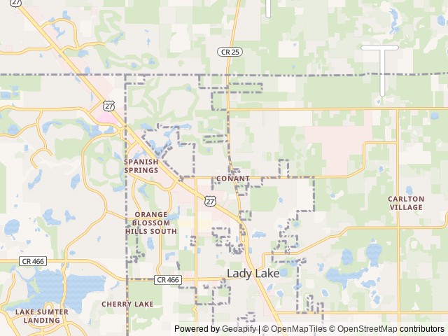 Map of Blue Parrot RV Resort location at Lady Lake, FL, United States