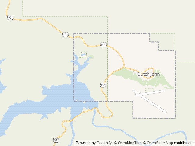Map of Dutch John Draw Campground location at Manila, UT, United States