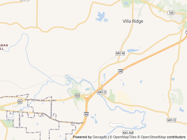 Map of Pin Oak RV Resort location at Union, MO, United States