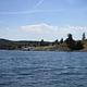 View from Hauser Lake towards the boat docks at Devil's Elbow Recreation Site.