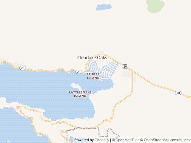 Map of Wild Oaks RV Park location at Clearlake Oaks, CA, United States