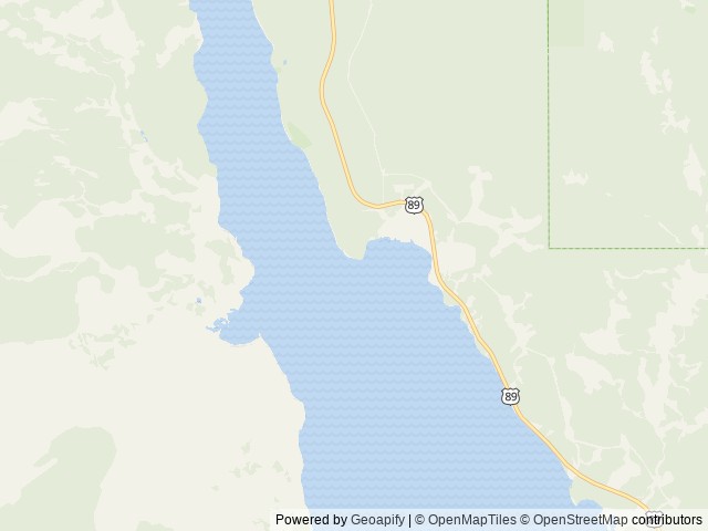Map of Lizard Creek Campground location at Moran, WY, United States