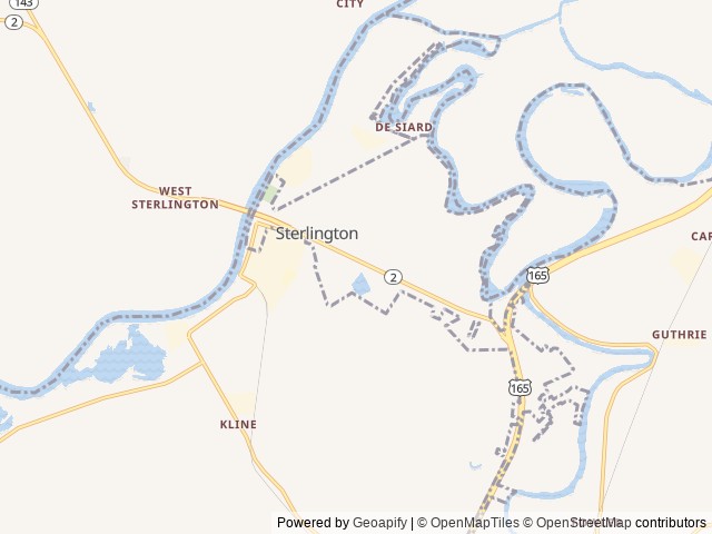 Map of Dave's Hideaway RV Park location at Sterlington, LA, United States