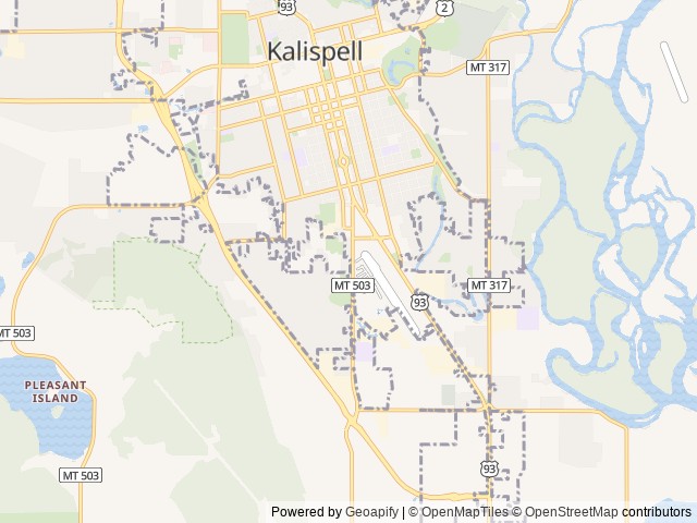 Map of Home Again RV Park location at Kalispell, MT, United States