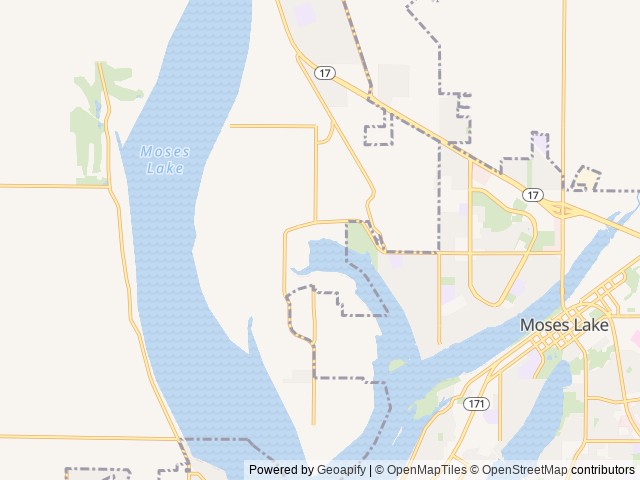 Map of Cascade Marina and Resort location at Moses Lake, WA, United States