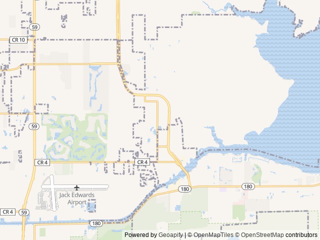 Map of Two Lakes RV Resort location at Gulf Shores, AL, United States