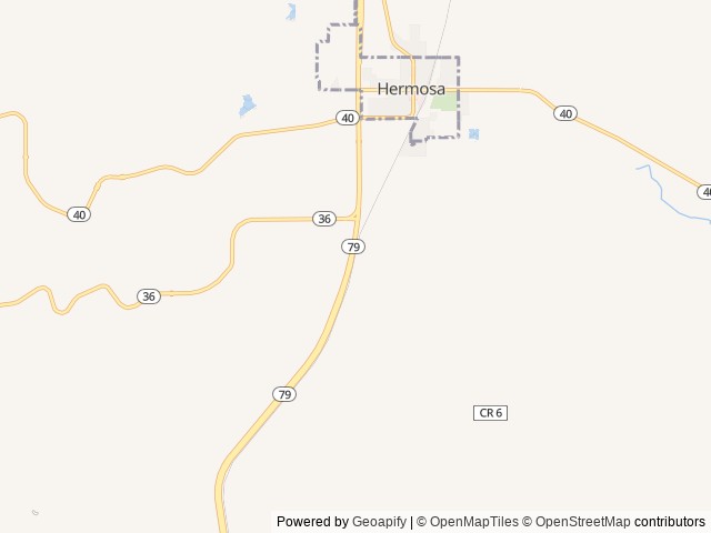 Map of Heartland RV Resort & Cabins ® location at Hermosa, SD, United States