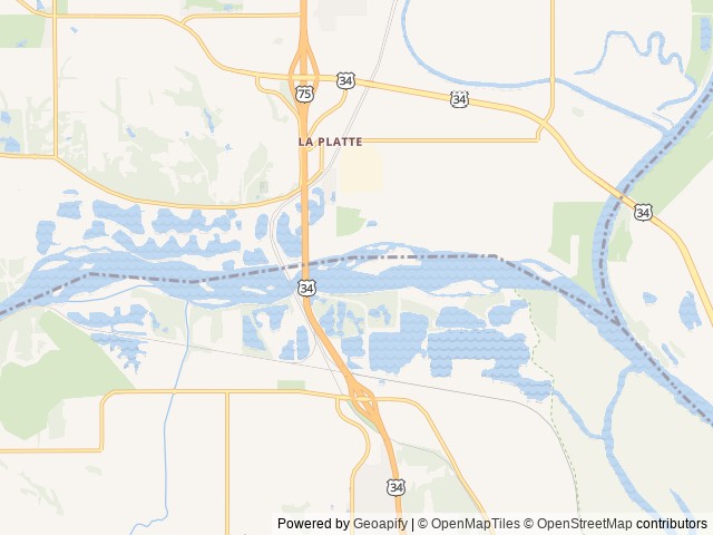 Map of Merritt's Beach RV Park location at Plattsmouth, NE, United States