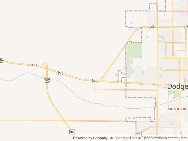 Map of Gunsmoke RV Park location at Dodge City, KS, United States