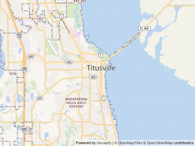 Map of Indian River RV Park location at Titusville, FL, United States