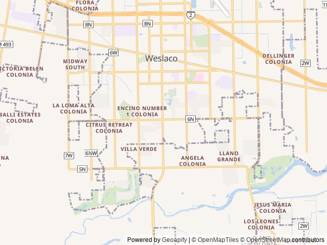 Map of Trails End RV Resort location at Palmview, TX, United States