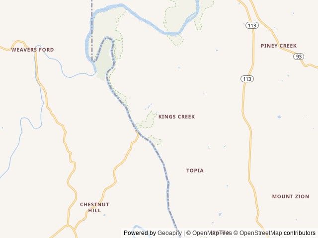 Map of River Country Campground & RV Park location at Piney Creek, NC, United States