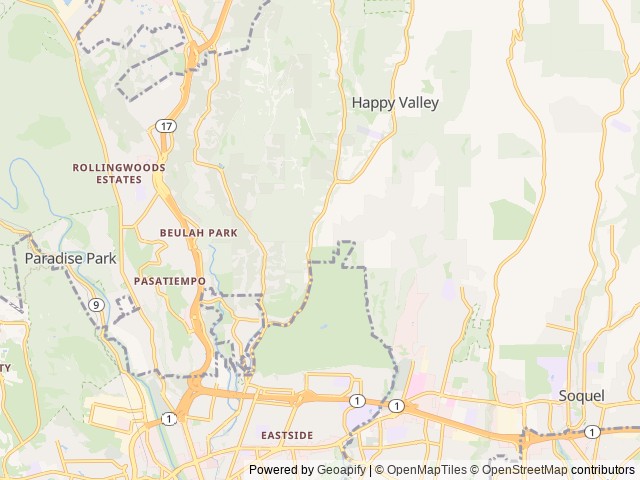 Map of Santa Vida RV Park location at Santa Cruz, CA, United States